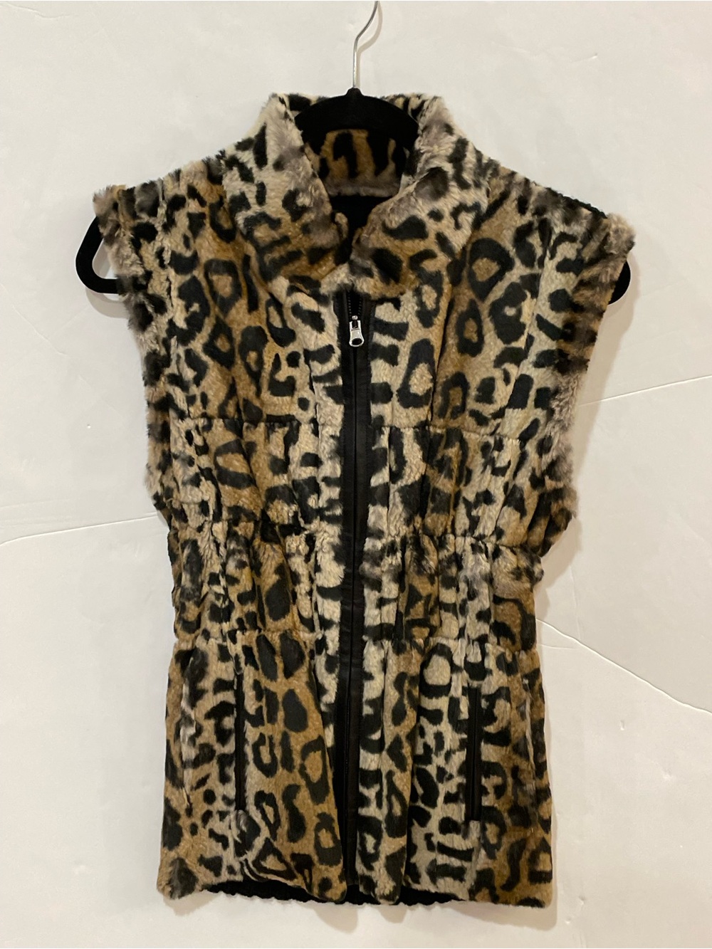 Linda Richard’s Luxury Reversible Rabbit fur Leopard Vest Size S